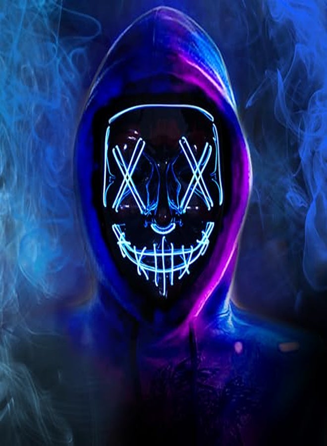 قناع الهالوين المضيء - قناع LED مضيء بسلك EL مخيف، هدية مثالية للمهرجانات والحفلات - Image 2